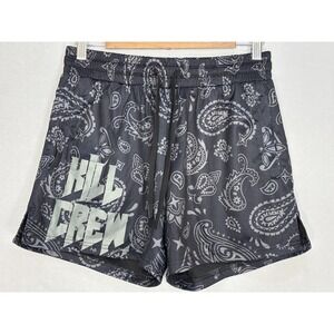 Kill Crew Muay Thai Shorts Mens Bandana Blackout Paisley Mid Thigh Cut Large
